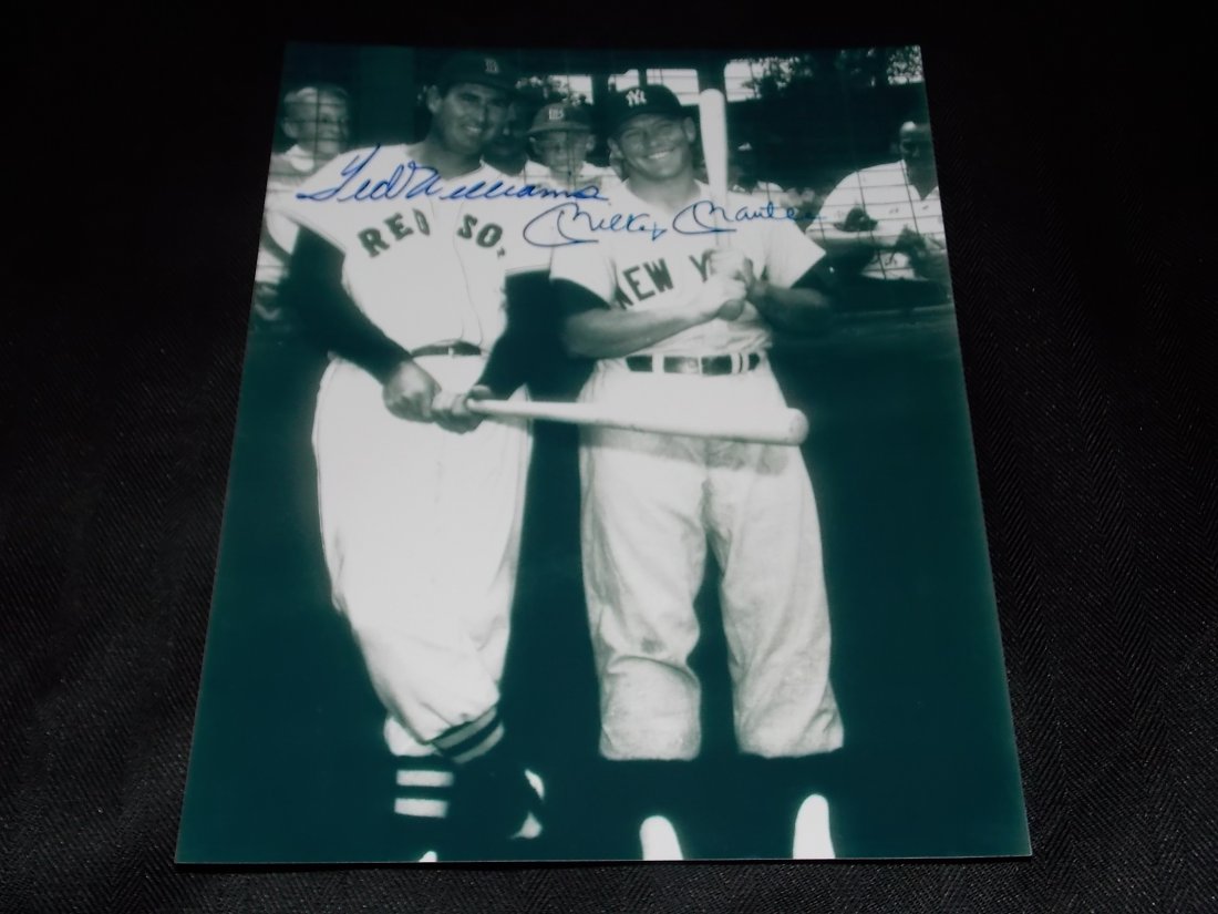 Ted Williams & Mickey Mantle: Ted Williams & Mickey Mantle, Autographed 8x10 photo w/COA