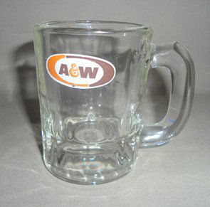 Small A&W Glass Mug: Small 3 inch A and W root beer mug. Very collectible.