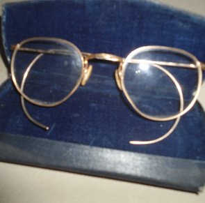 Early Gold Spectacles With Case: This is an early set of spectacles with case. These glasses are 12kt gold filled and quite nice.