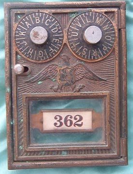 Brass Post office box door: Brass Post office box door,Eagle, 5 x 4 1/2" Gorbin