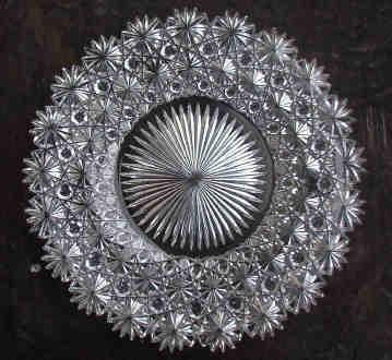 Cut glass plate, Russian antique: Cut glass plate, Russian Pattern antique, 9"