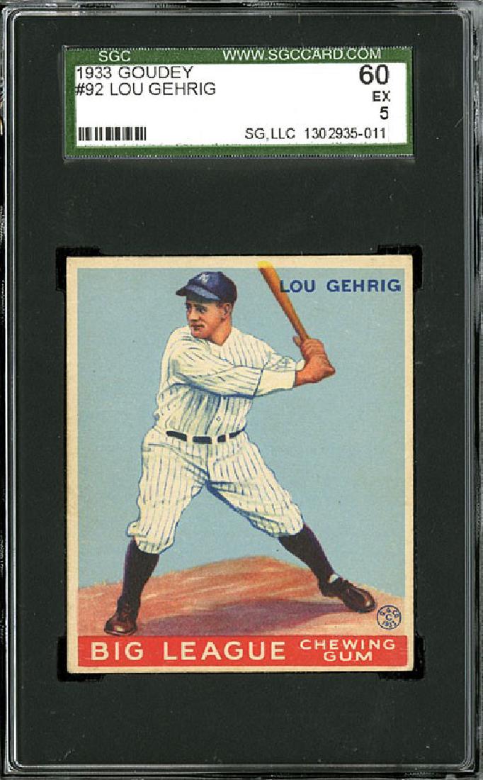 SGC 5 1933 R319 Goudey #92 Lou Gehrig: SGC 5 1933 R319 Goudey #92 Lou Gehrig