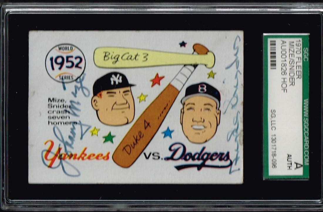 1970 Fleer Johnny Mize and Duke Snider Signed Card: 1970 Fleer Johnny Mize and Duke Snider Signed Card Certified by SGC