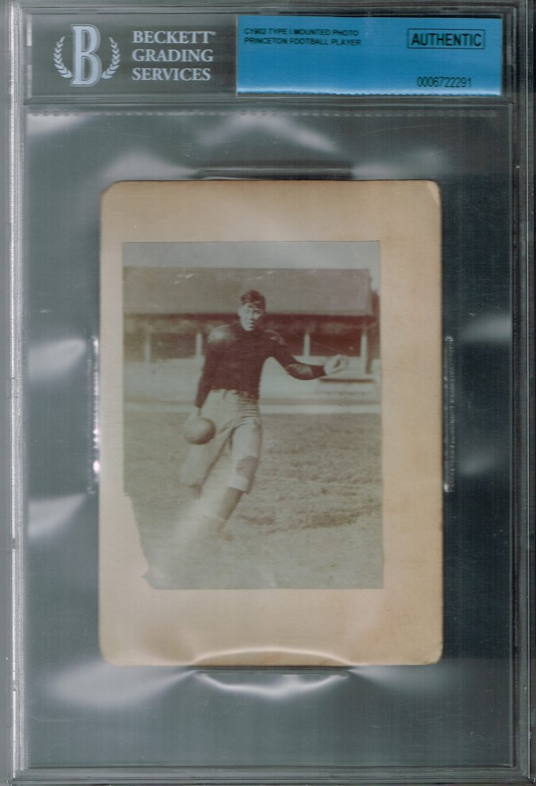 1902 Type 1 Mounted Photograph of a Princeton Player: This is a type 1 photograph which means it was printed off the original negative within two years of the photograph being taken. This photo measures approximately 4 x 5.5 inches.