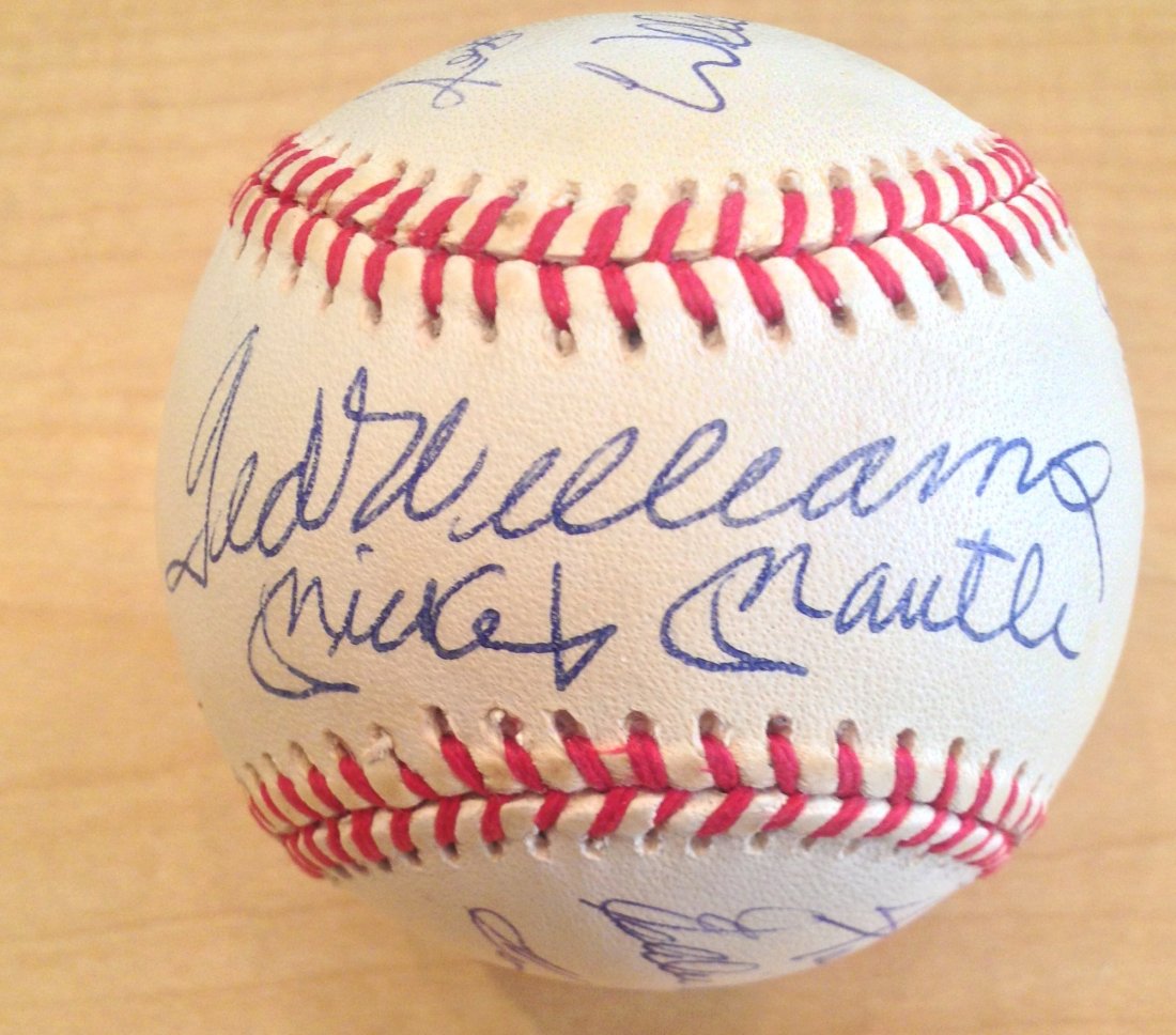 500 Home Run Club Signed Baseball Cert by The Score: 500 Home Run Club Signed Baseball Cert by The Score Board. This ball has been signed by Ted Williams, Mickey Mantle, Mike Schmidt, Ernie Banks, Hank Aaron, Frank Robinson, Reggie Jackson, Willie McCov