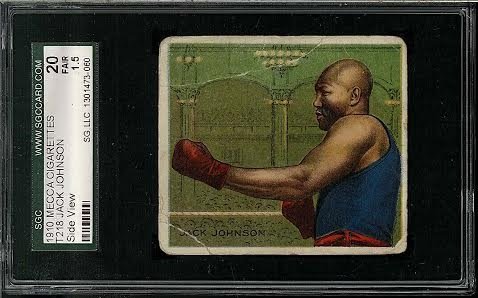 1910 Hassan Cigarettes T218 Jack Johnson Side View Card: 1910 Hassan Cigarettes T218 Jack Johnson Side View Card SGC 1.5 (20 Fair)