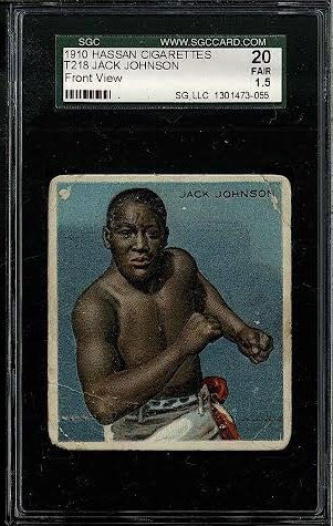 1910 Hassan Cigarettes T218 Jack Johnson Front View: 1910 Hassan Cigarettes T218 Jack Johnson Front View Card SGC 1.5 (20 Fair)
