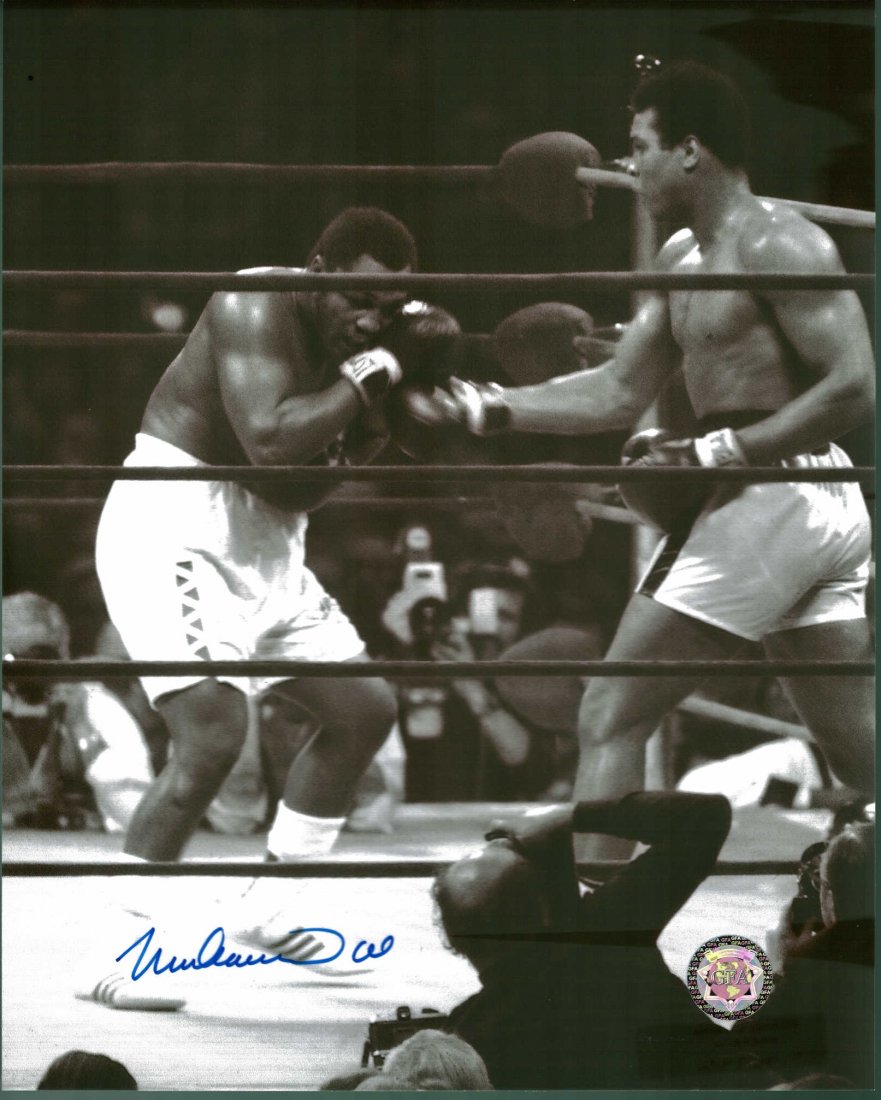8x10 Photograph of Muhammad Ali and Joe Frazier Signed : 8x10 Photograph of Muhammad Ali and Joe Frazier Signed by Ali Certified by GFA