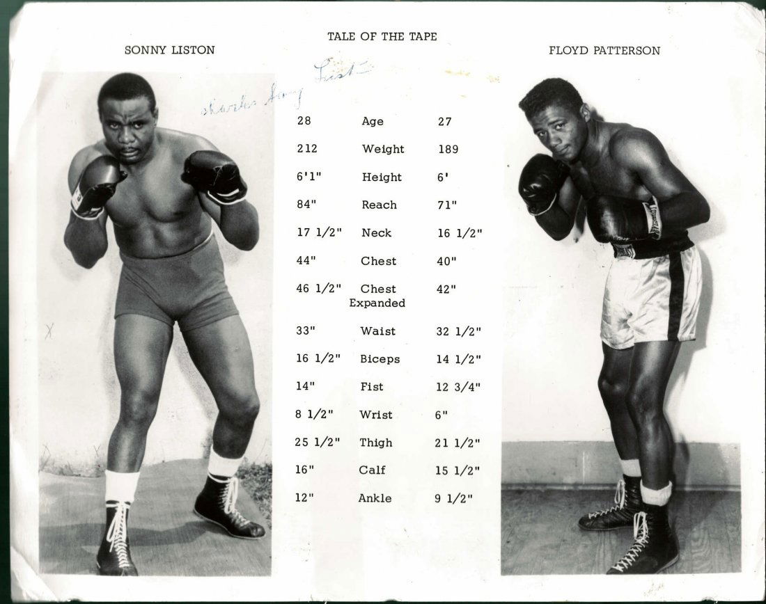 Sonny Liston Signed Tale Of The Tape Vs. Floyd