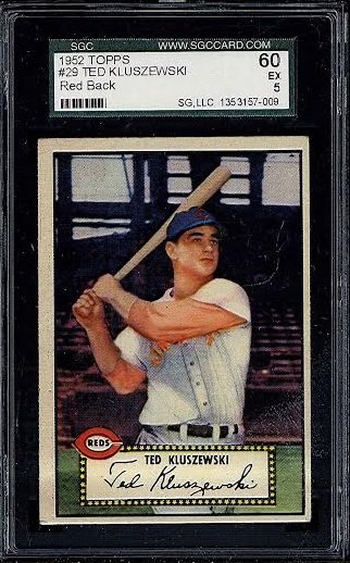 1952 Topps Ted Kluszewski #29 Card Red Back SGC 5 (60: 1952 Topps Ted Kluszewski #29 Card Red Back SGC 5 (60 Excellent)