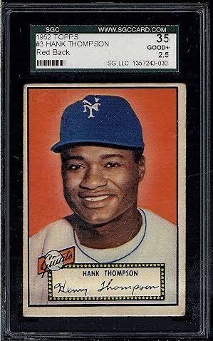 1952 Topps Hank Thompson #3 Red Back Card SGC 2.5 (35: 1952 Topps Hank Thompson #3 Red Back Card SGC 2.5 (35 Good+)
