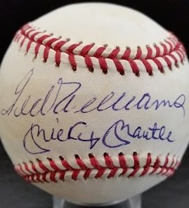 Ted Williams and Mickey Mantle Signed Official Bart: Ted Williams and Mickey Mantle Signed Official Bart Giamatti National League Baseball, this ball does have light shellack.