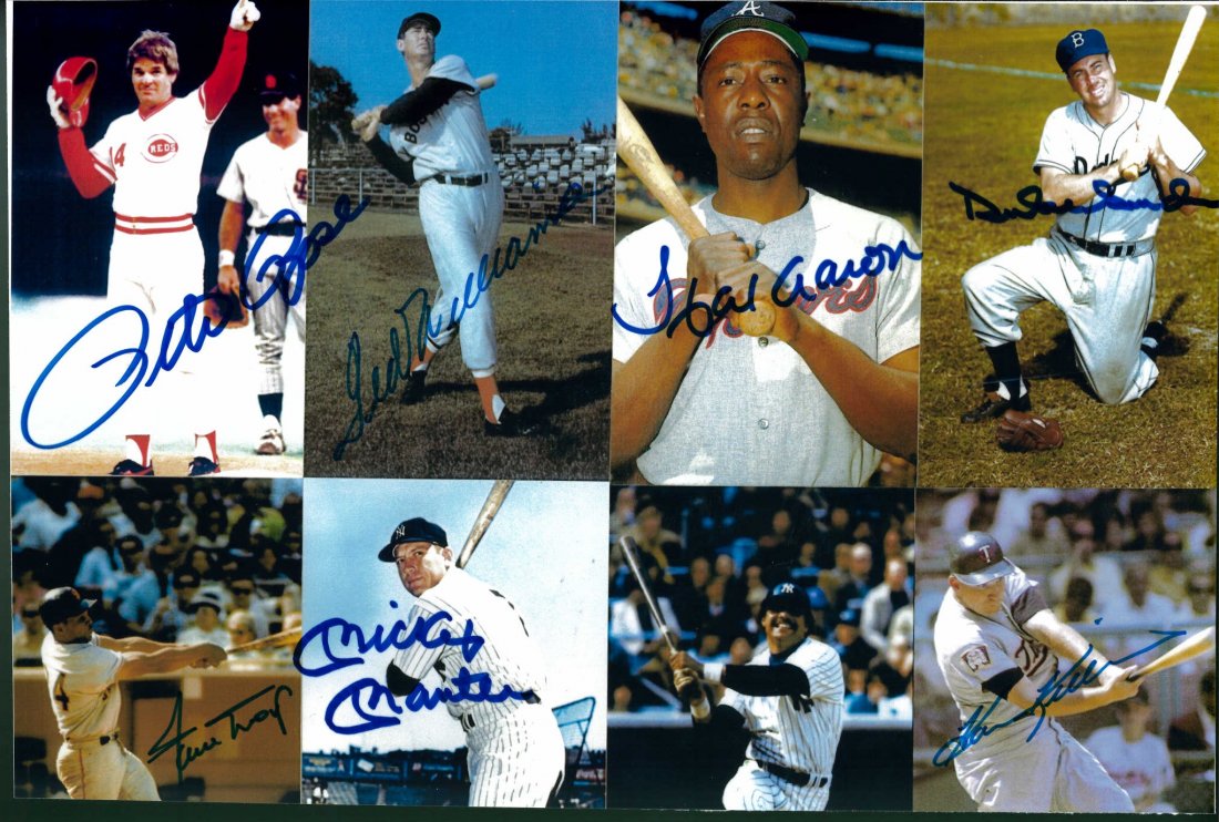 Signed Ted Williams, Hank Aaron, Duke Snider, Willie: Ted Williams, Hank Aaron, Duke Snider, Willie Mays, Mickey Mantle, Harmon Killebrew, Pete Rose Signed Photograoh