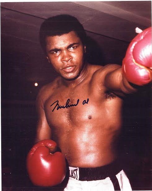 Muhammad Ali Signed Photograph AAU: Muhammad Ali Signed Photograph AAU F12408 this 8 x 10 photograph features Ali showing off his jab.