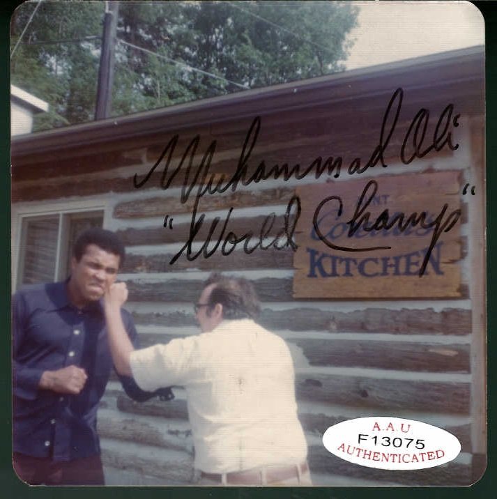 Muhammad Ali Signed Photograph AAU Certified: Muhammad Ali Signed Photograph AAU Certified, this photograph is approximately 3.5 x 3.5 inches.