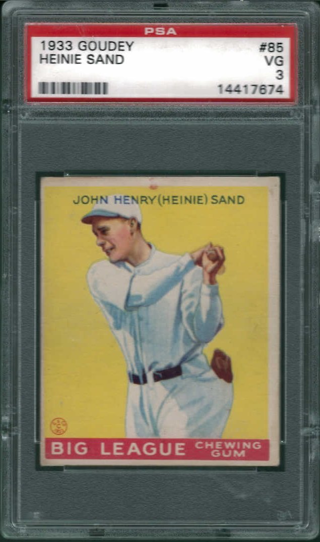 1933 Goudey #85 Heinie Sand PSA 3 Very Good: 1933 Goudey #85 Heinie Sand PSA 3 Very Good