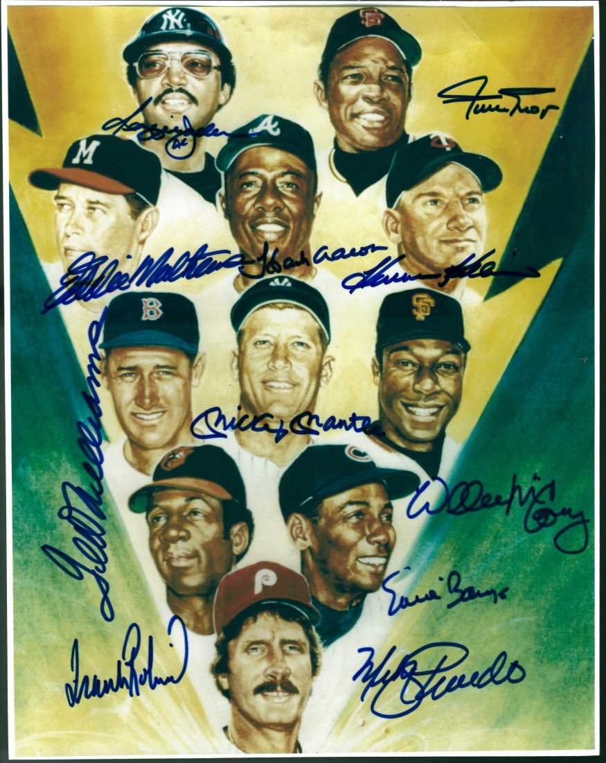 500 Home Run Club Signed Print Certified by AAU A15605: 500 Home Run Club Signed Print Certified by AAU certification number A15896 measures approximately 8 by 10 inches. This piece is signed Ted Williams, Frank Robinson, Harmon Killebrew, Reggie Jackson, 