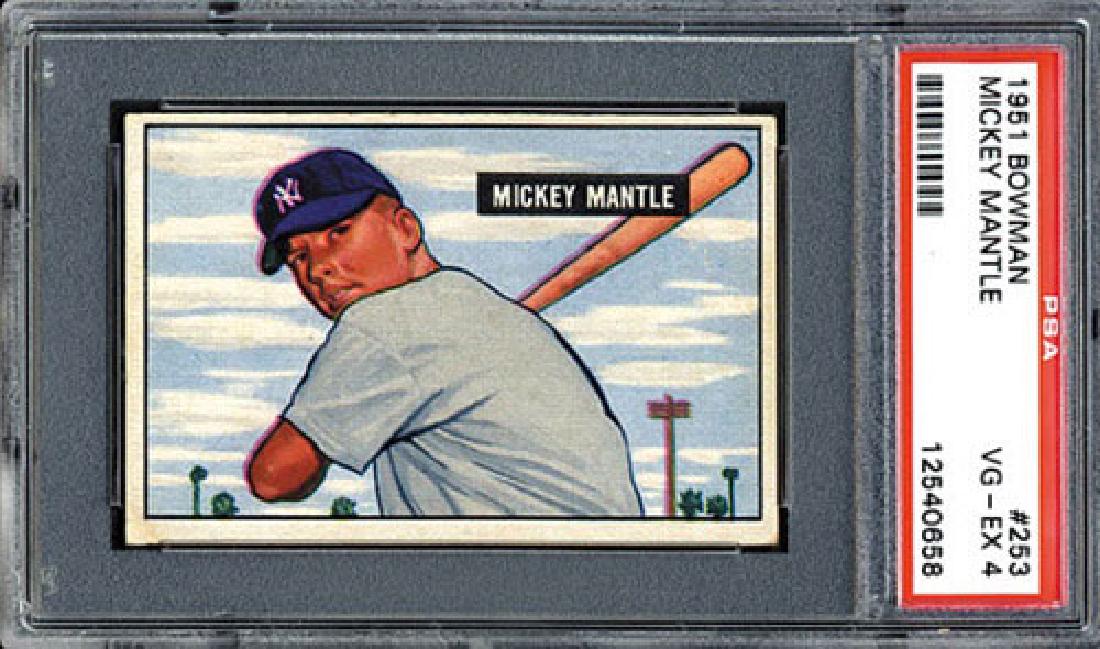 1951 Bowman #253 Mickey Mantle Rookie PSA 4 (1 of 2)