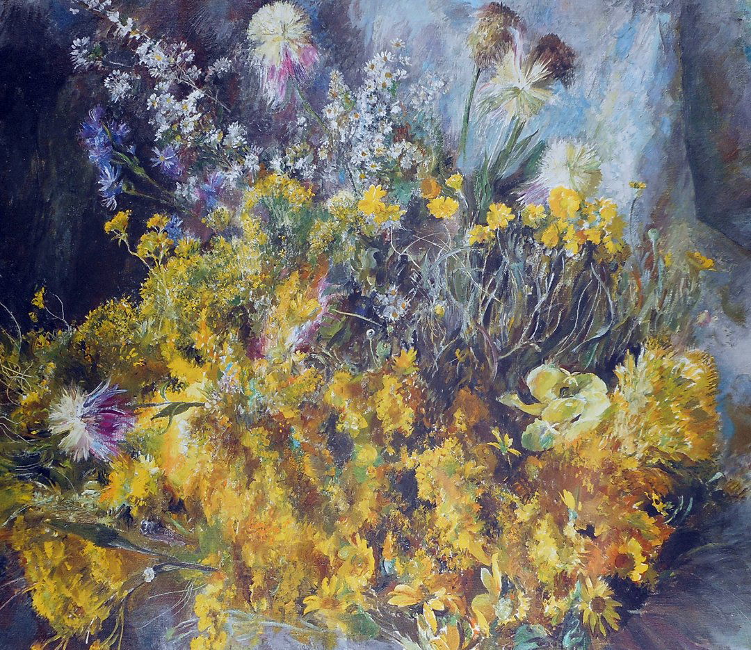 Henrietta Wyeth Hurd collotype "September Bloom\": This is a limited edition collotype by Henrietta Wyeth Hurd.Henrietta Wyeth Hurd was an American artist noted for portraits and still life paintings. She was the wife of artist Peter Hurd, daughter of