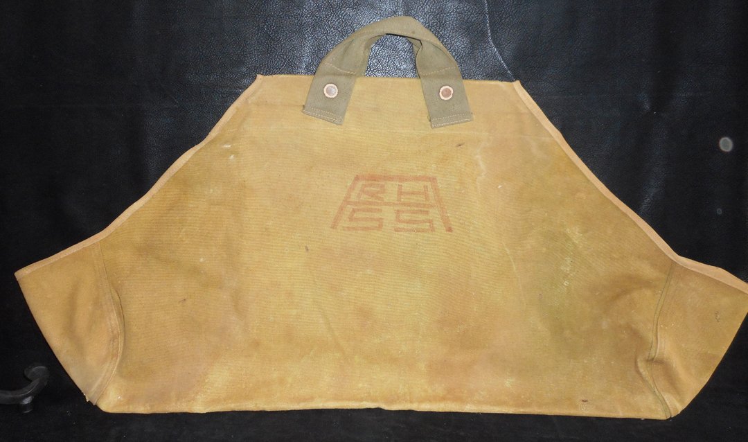 Antique Cork Duck Decoy Canvas Carrying Bag RHSS: Large canvas Duck Decoy carrying bag. Large enough to carry 3 large 12 to 14 inch Duck Decoys. The company initials on the bag read RHSS I believe.