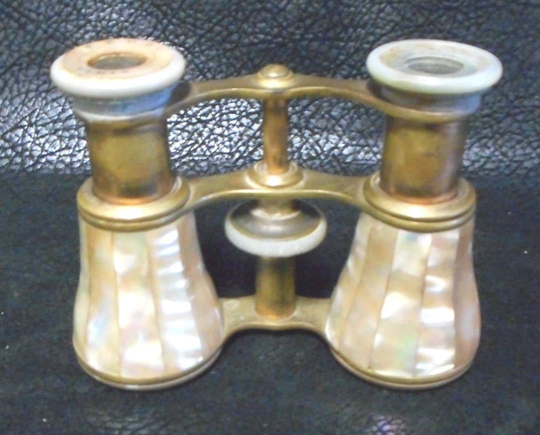 Mother of Pearl Opera Glasses: Vintage Opera Glasses made of brass and mother of pearl.