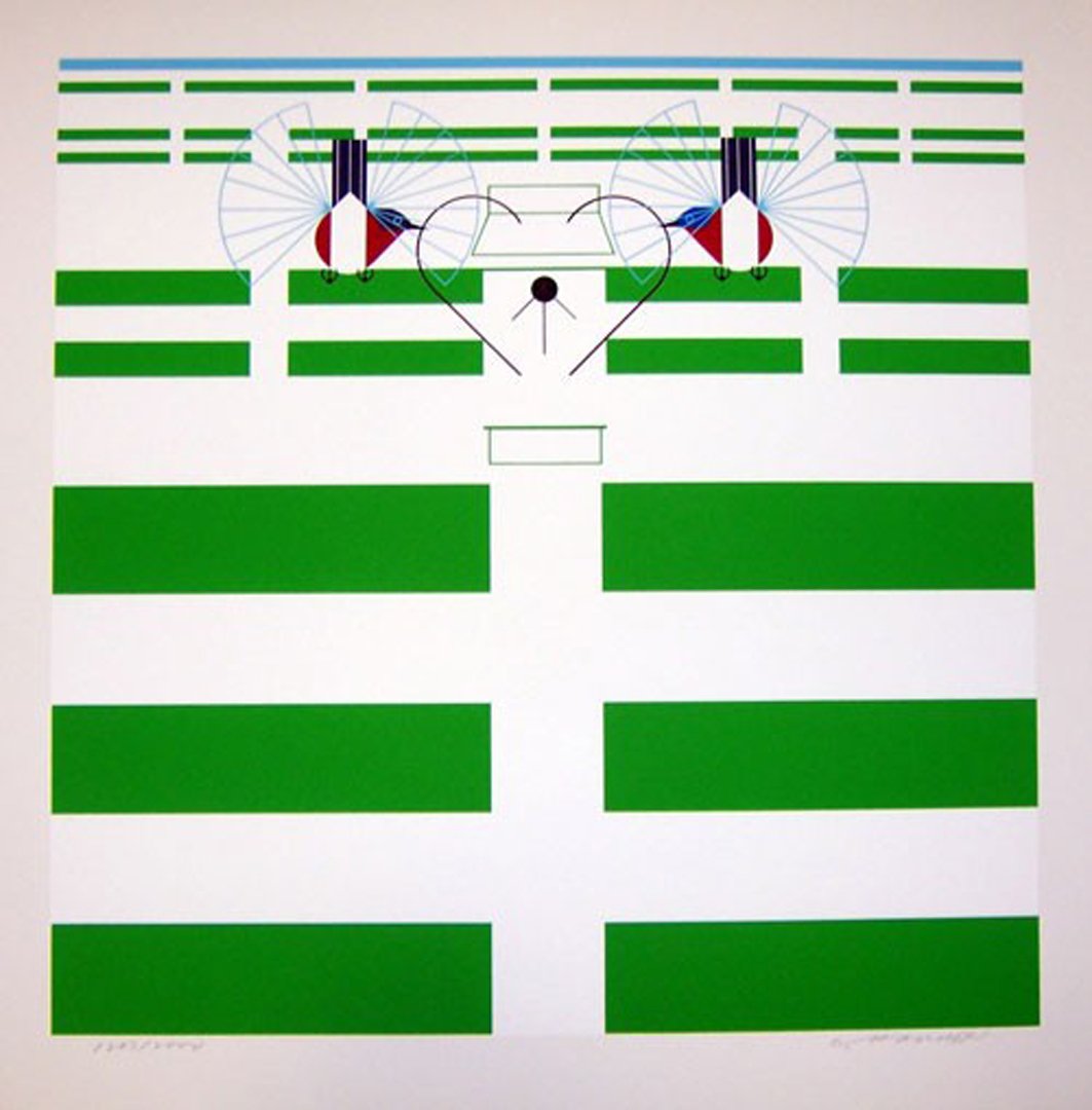 Charley Harper serigraph "Bluebirds in the Bluegrass": Serigraph size is 22 1/2 x 23 1/4.Original Portfolio.