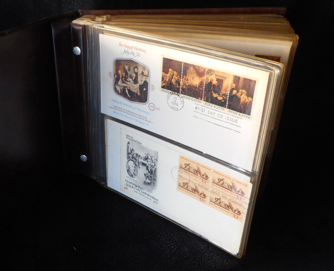 Album of 42 First Day Covers Stamps: The album contains 42 First Day Covers from the 1970's. They are all in perfect condition and I started to look some of them up. They range in price from about $3. to $10. in value.
