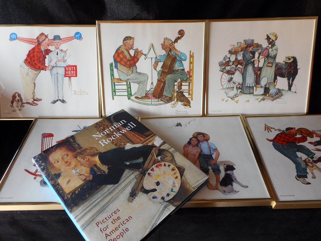 6 Framed Rockwell Prints and a Rockwell Book: 6 Nicely Framed Rockwell Prints and a Norman Rockwell Book.