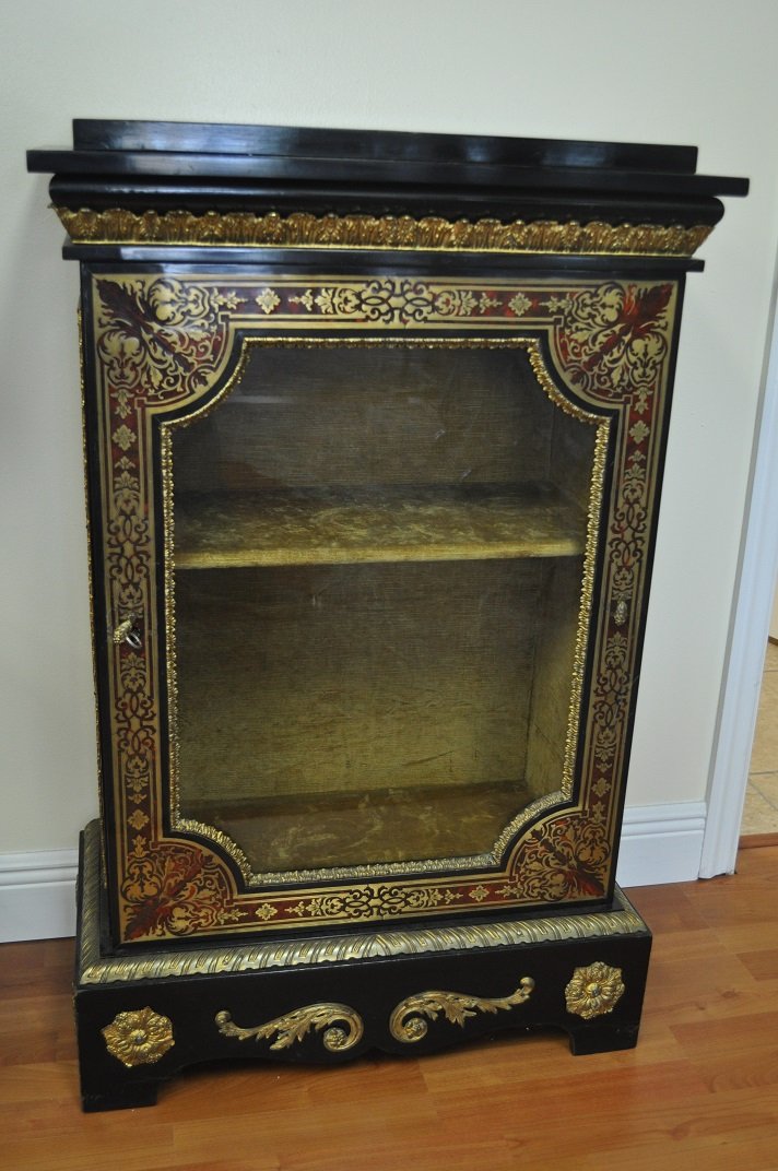 French Boulle Cabinet Napoleon III: A fine Boulle Cabinet Napoleon III ormolu mounted, red-tortoisehell and brass inlaid Boulle cabinet, French, 19th century43"" high, 27"" wide, 13.5 ""deep"