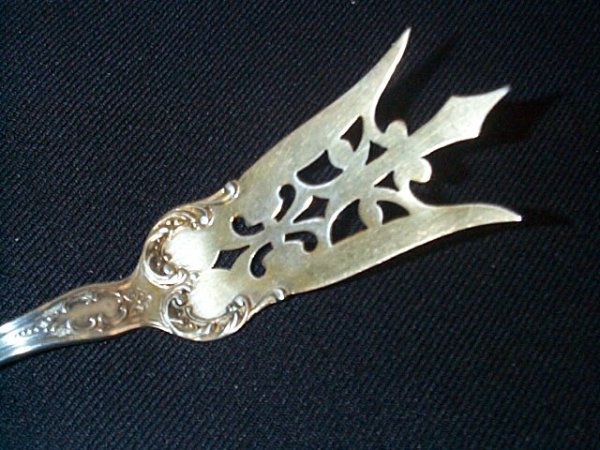 Sterling silver fish serving fork with a gold wash - 2