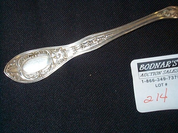 Sterling silver fish serving fork with a gold wash - 3