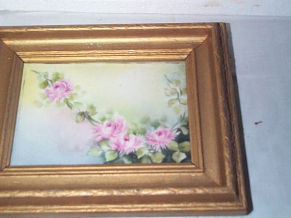 Framed tile signed on back T & V Limoges France.