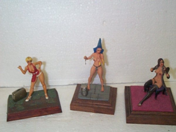 Lot of 3 hand made and hand-painted naughty girl