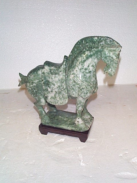 Hand carved Jade horse figurine, 9 in tall by 9 in