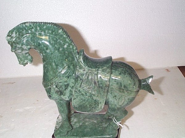 Hand carved Jade horse figurine, 9 in tall by 9 in - 2