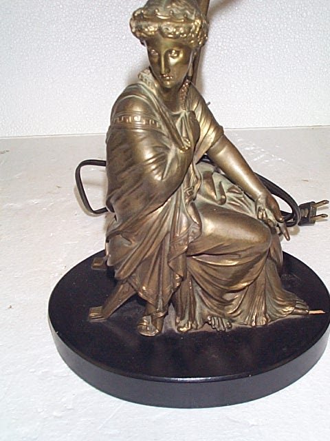 Bronze figural table lamp, figure measures 9 in ta - 2