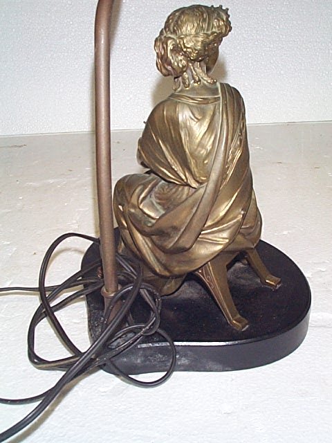 Bronze figural table lamp, figure measures 9 in ta - 3