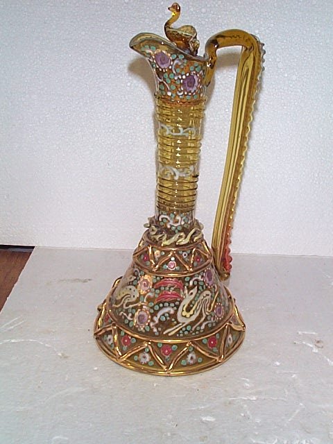Hand blown Murano art glass decanter with pigeon s