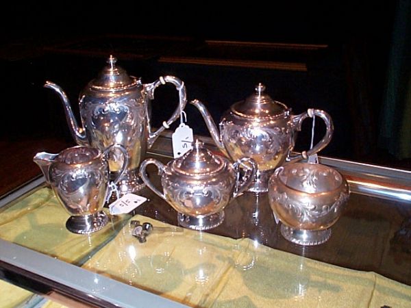 signed sterling silver hand chased 5 piece tea set
