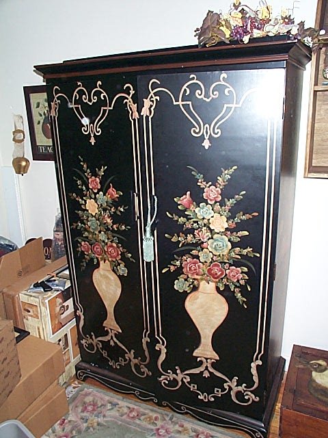 Paint-decorated wardrobe. Local delivery also avai