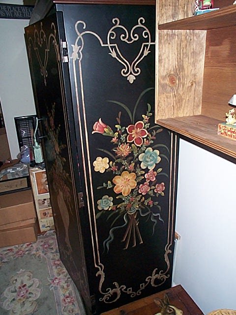 Paint-decorated wardrobe. Local delivery also avai - 2