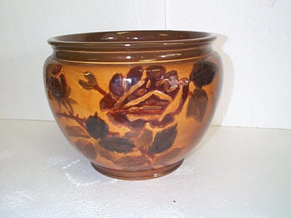 Signed Dickensware Weller planter/jardiniere with f