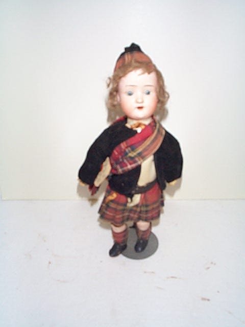 12" Scottish man doll. Marked "SN&H PB Star 1909 