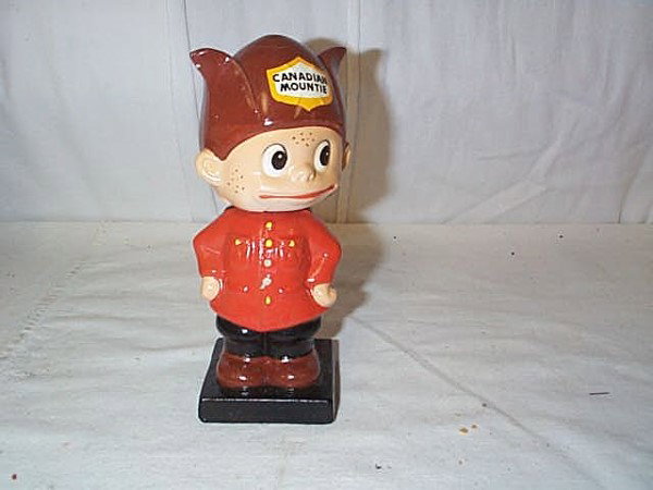 Canadian Mounty Bobble Head with box, head is crack