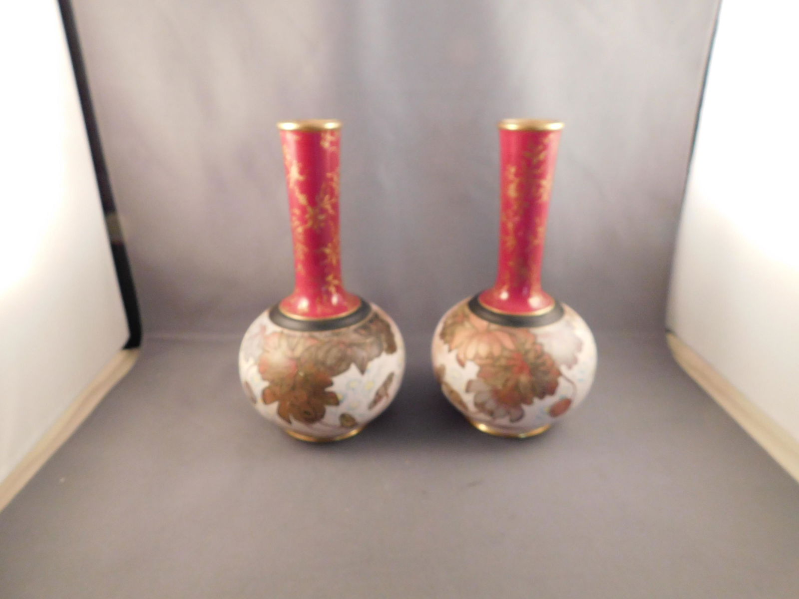 Pair of Hand painted Bud Vases (1 of 3)
