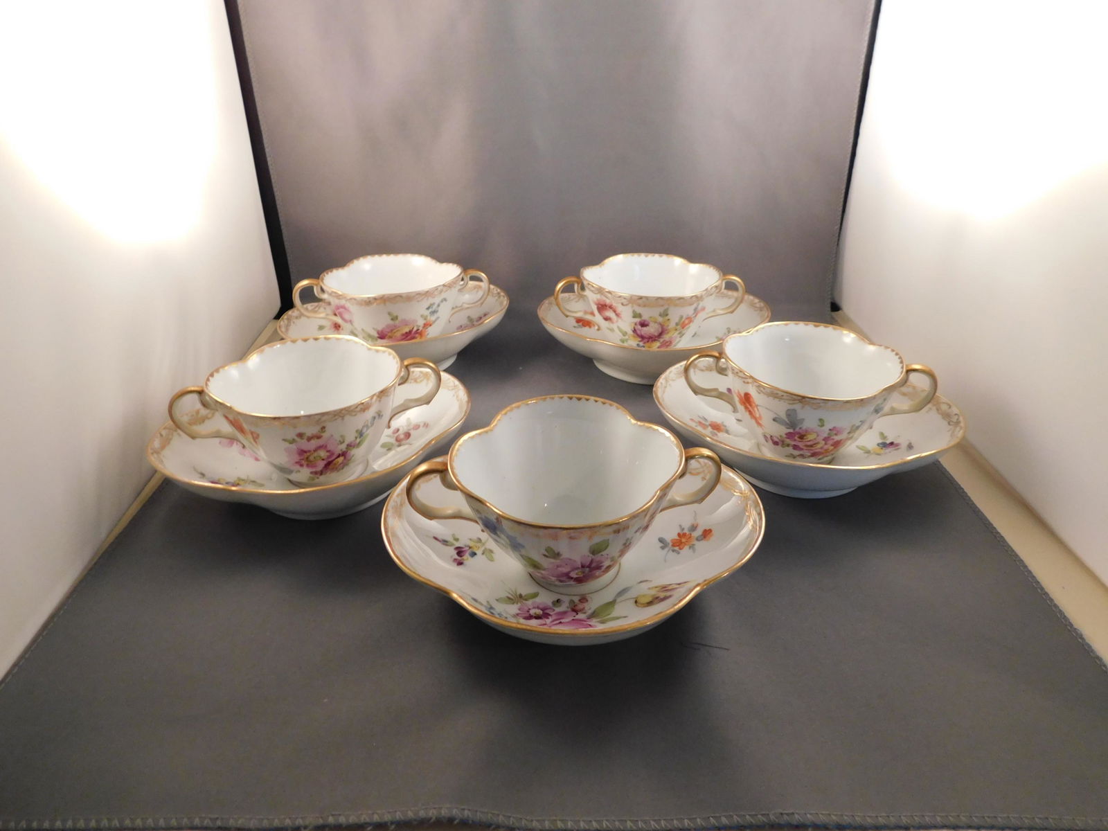 Set of 5 Dresden Teacups and Saucers (1 of 6)