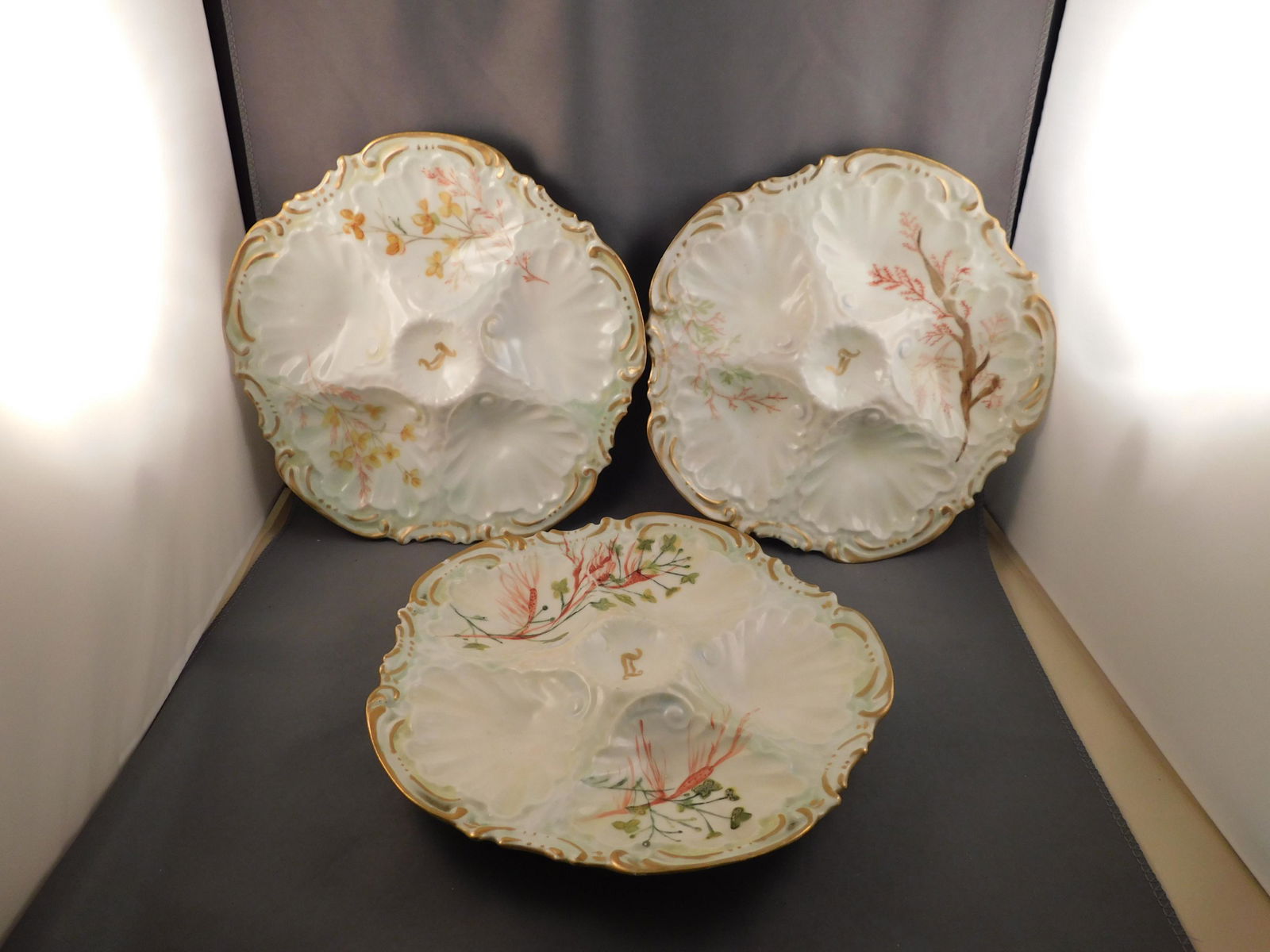 Set of 3 Limoges Oyster Plates (1 of 5)