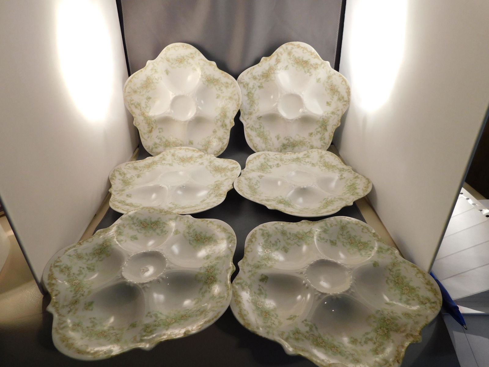 Set of 6 Limoges Hand painted Oyster Plates (1 of 4)