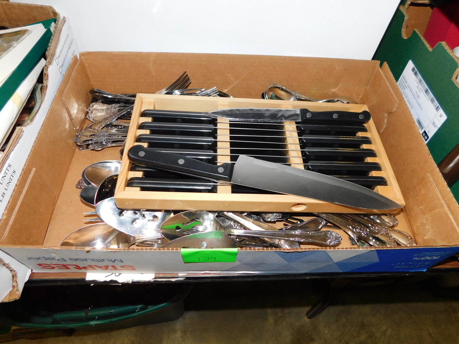 Lot of Flatware: Lot of flatware and knives. You are bidding at a live sale. Please read the terms and conditions. LOCAL PICK UP ONLY! No shipping options will be offered for this auction. After the auction by APPOINT