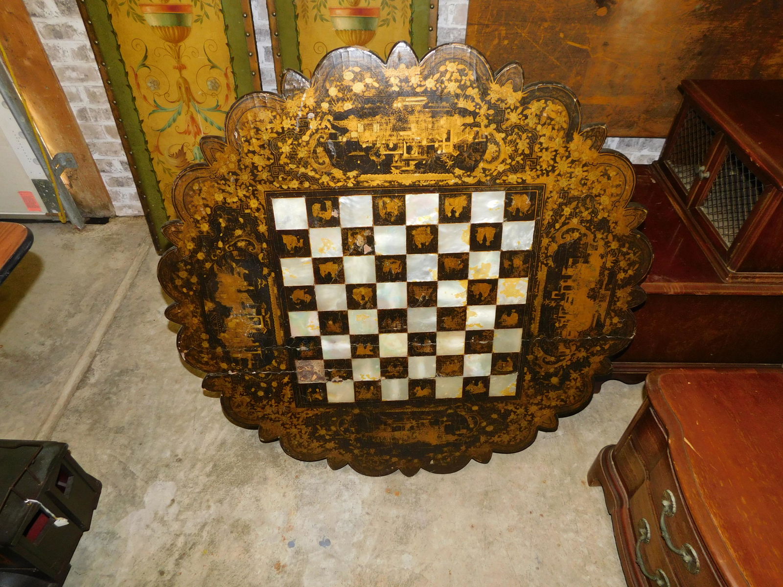 Victorian Card Table with Mother of Pearl (1 of 2)